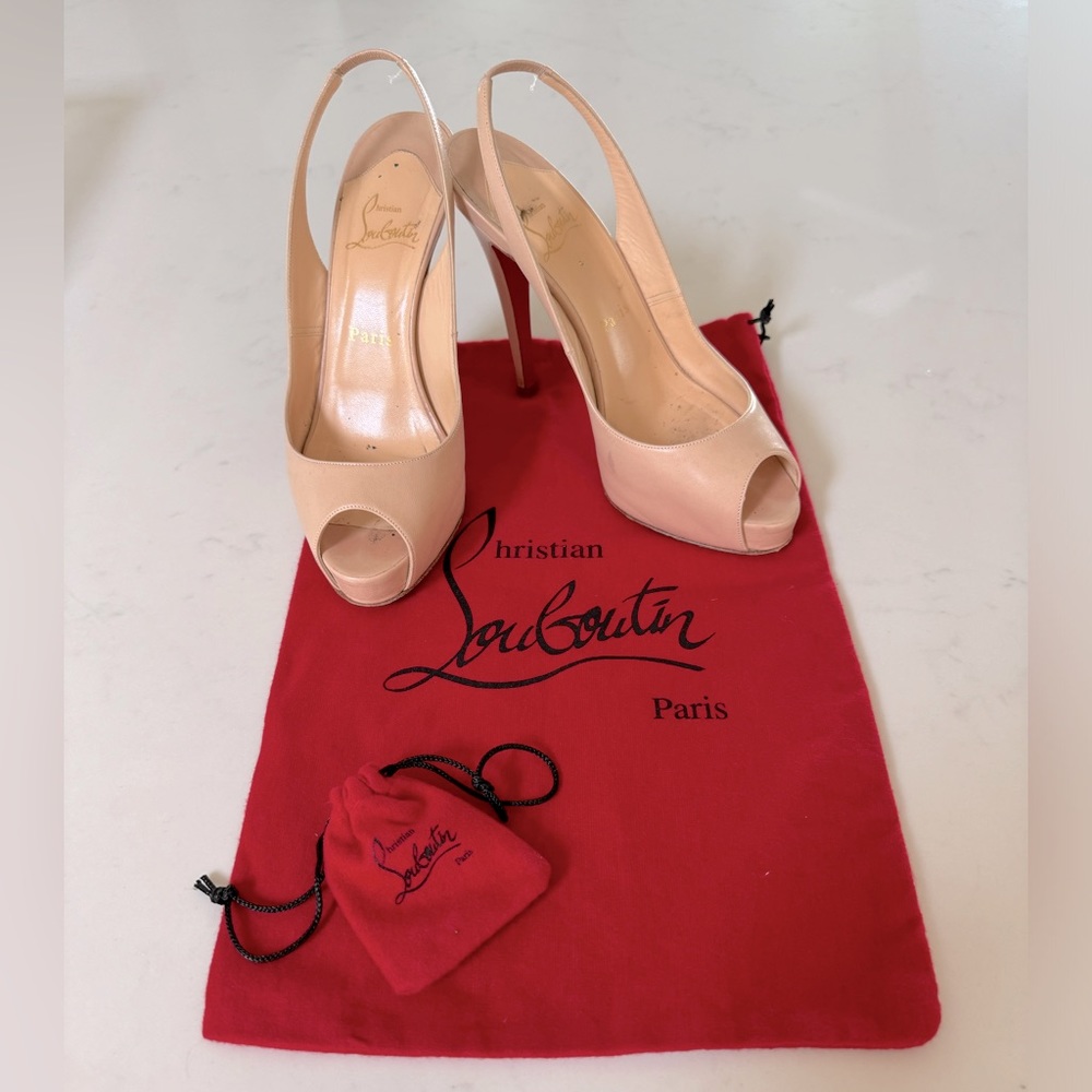 Christian Louboutin Pink Slingback Heels - Size 37.